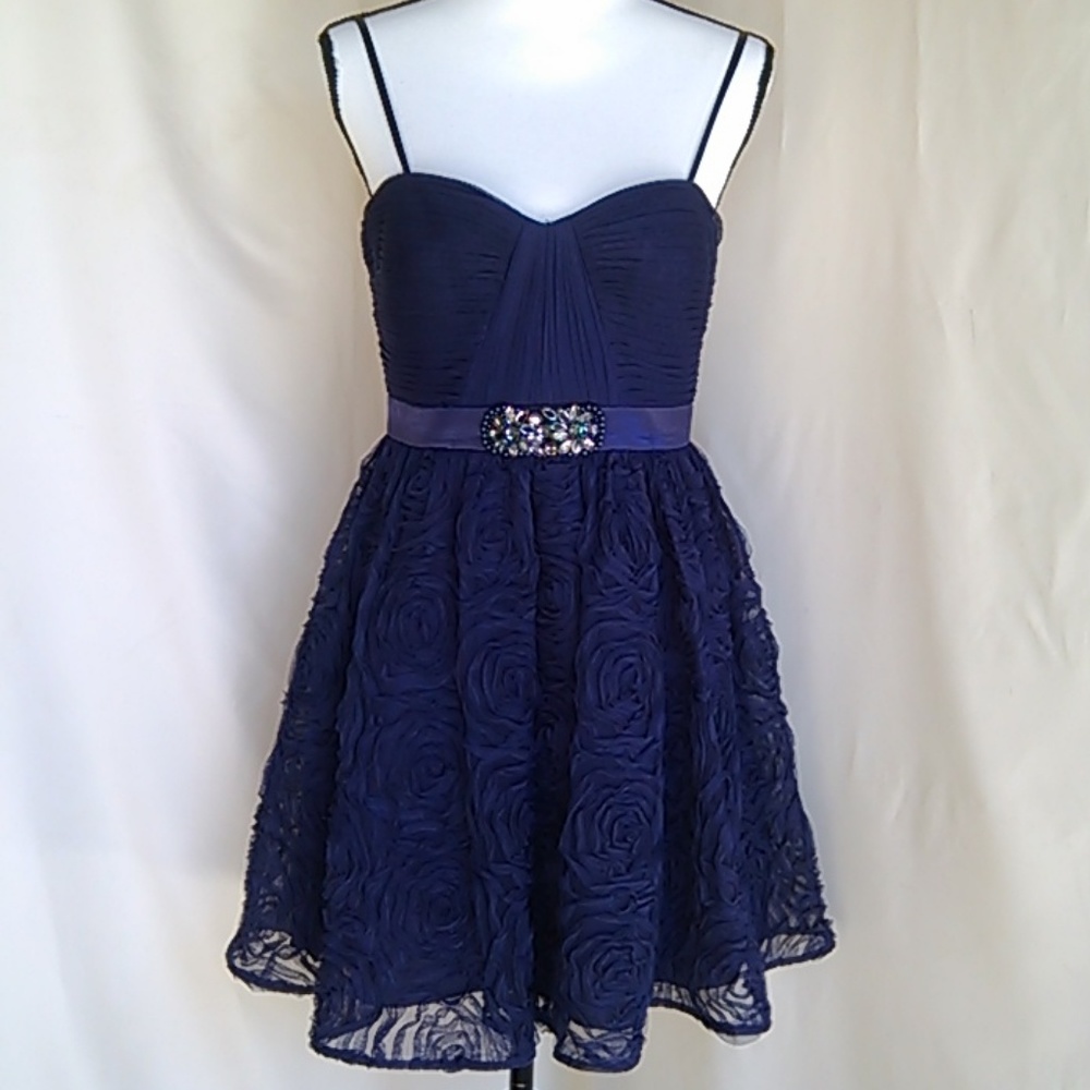 Adrianna Papell Purple Sweetheart Bodice Mini Cocktail Dress